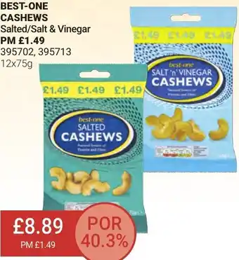 Bestway Best-One Cashew Salted/ Salt & Vinegar PM £1.49 395702,395713 12x75g offer
