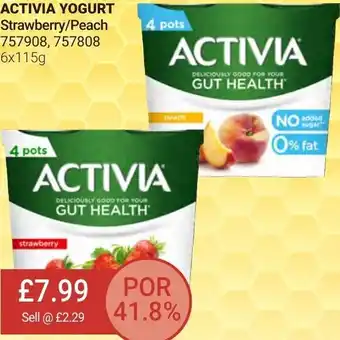 Bestway Activia Yogurt Strawberry/Peach 6x115g offer
