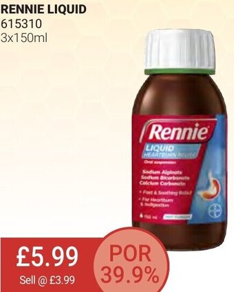 Bestway Rennie Liquid 3x150ml offer