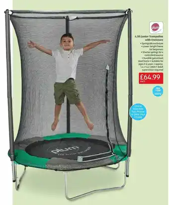 Aldi Plum 4.5h Junior Tramploine With Enclosure offer