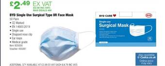 Costco Byd Single Use Surgical Type Iir Face Mask offer