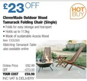 Costco Clevermade Outdoor Wood Tamarack Folding Chair Single offer