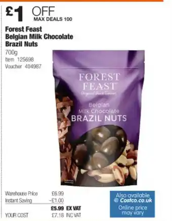 Costco Forest Feast Belgiant Milk Chocolate Brazil Nuts offer