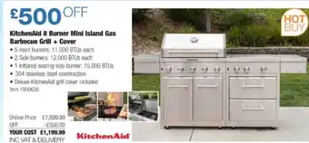 Costco Kitchenaid 8 Burner Mini Island Gas Barbecue Grill + Cover offer
