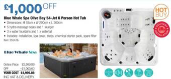 Costco Blue Whale Spa Olive Bay 54-jet 6 Person Hot Tub offer