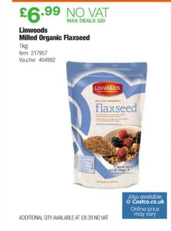 Costco Linwoods Milled Organic Flaxseed offer