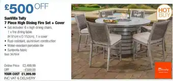 Costco Sunvilla Tully 7 Piece High Dining Fire Set + Cover offer
