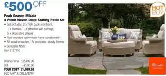 Costco Peak Season Mikala 4 Piece Woven Deep Seating Patio Set offer