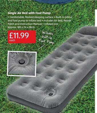 Aldi Single Air Bed With Foot Pump offer
