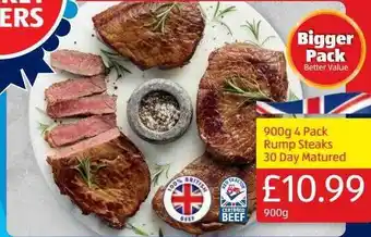 Aldi 900g 4 Pack Rump Steaks 30 Day Matured offer