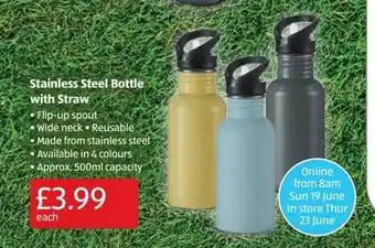 Aldi Stainless Steel Bottle With Straw offer