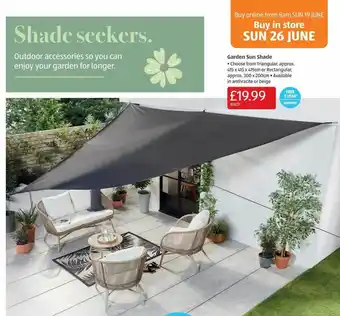 Aldi Garden Sun Shade offer