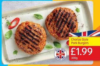 Aldi Chorizo Style Pork Burgers offer