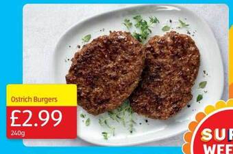 Aldi Ostrich Burgers offer