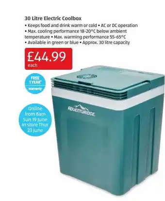Aldi 30 Litre Electric Coolbox offer