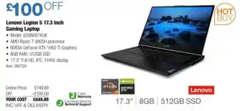 Costco Lenovo Legion 5 17.3 Inch Gaming Laptop offer