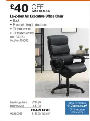 Costco La-z-boy Air Executive Office Chair offer