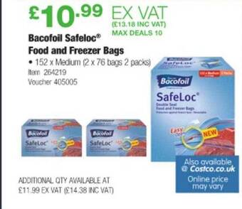 Costco Bacofoil Safeloc Food And Freezer Bags offer
