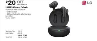 Costco Lg Ufp5 Wireless Earbuds offer
