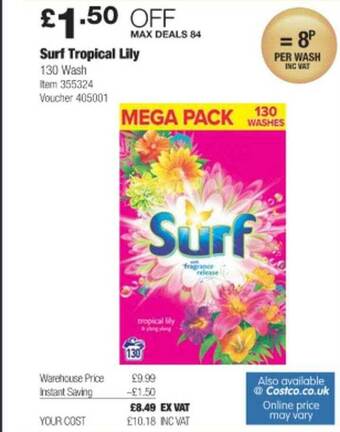 Costco Surf Tropical Lily offer