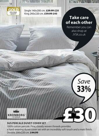 JYSK Kronborg Sus Percale Duvet Cover Set offer