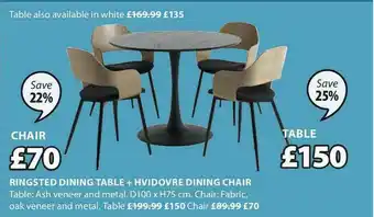 JYSK Ringsted Dining Table + Hvidovre Dining Chair offer
