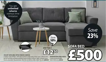 JYSK Vejlby Sofa Bed With Chaise Lounge, Bakkebjerg End Table offer