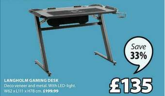 JYSK Langholm Gaming Desk offer
