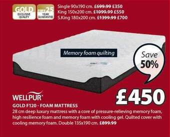 JYSK Gold F120 Foam Mattress offer
