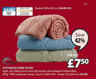 JYSK Stetinden Fibre Duvet offer