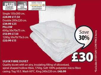JYSK Ulvik Fibre Duvet offer