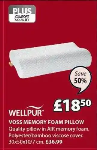 JYSK Voss Memory Foam Pillow offer