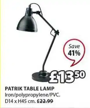 JYSK Patrik Table Lamp offer
