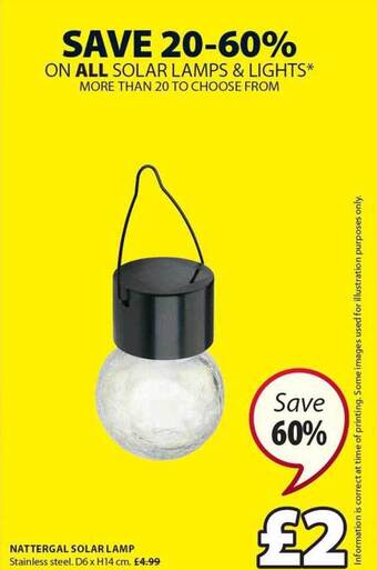 JYSK Nattergal Solar Lamp offer