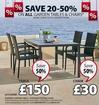 JYSK Maderup Garden Table + Gudhjem Stacking Chair offer