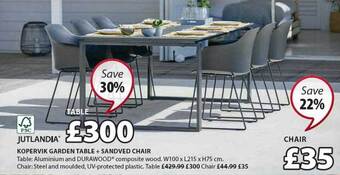 JYSK Kopervik Garden Table + Sandved Chair offer