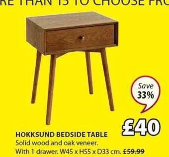 JYSK Hokksund Bedside Table offer