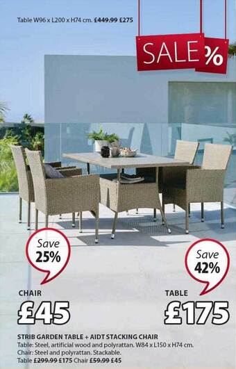 JYSK Strib Garden Table + Aidt Stacking Chair offer