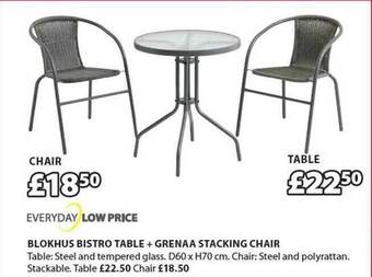 JYSK Blokhus Bistro Table + Grenaa Stacking Chair offer
