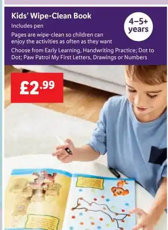 Lidl Kids' Wipeclean Book offer
