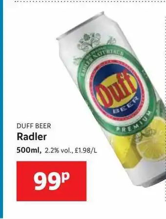 Lidl Duff Beer Radler offer