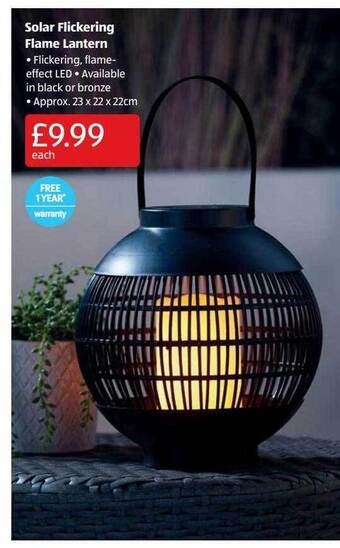 Aldi Solar Flickering Flame Lantern offer