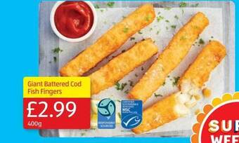 Aldi Giant Battered Cod Fish Fingers offer