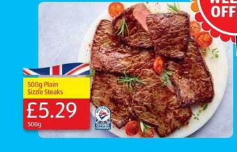 Aldi 500g Plain Sizzle Steaks offer