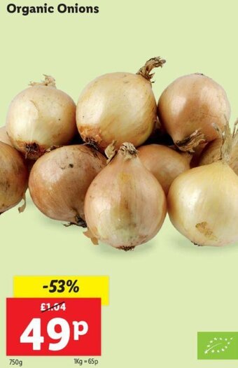 Lidl Organic Onions 750g offer