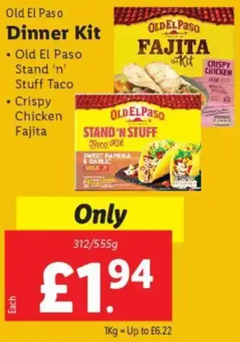 Lidl Dinner Kit 312/555g offer