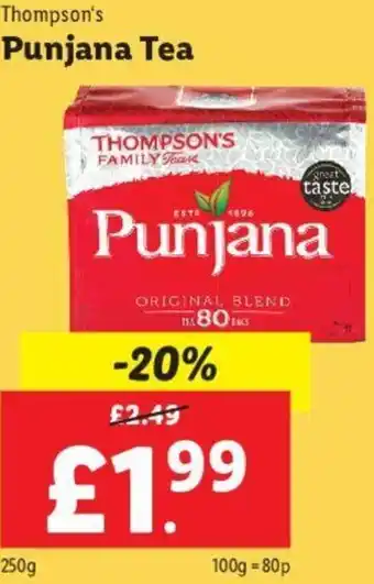 Lidl Punjana Tea 250g offer
