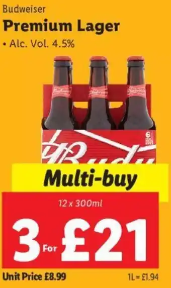 Lidl Premium Lager 12x300ml offer