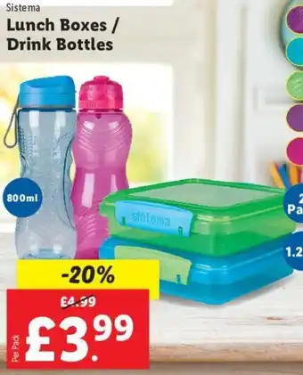 Lidl Lunch Boxes/ Drink Bottles offer