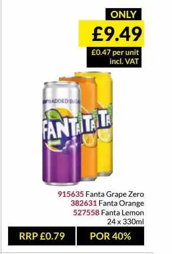 Musgrave MarketPlace Fanta Grape Zero Orange, Lemon offer